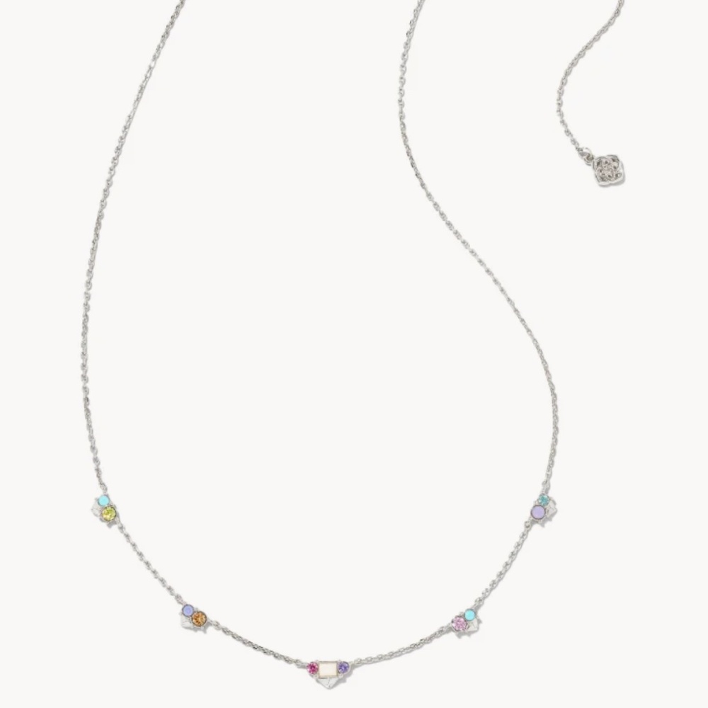 Kendra Scott Necklace - Devin Silver Crystal Strand in Pastel Mix